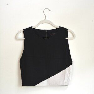 ALICE + OLIVIA employed crop top Cathleen asymmetric colorblock stretch tank